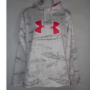 Under Armour Storm Hoodie Womens Medium White Grey Camo Pink Logo Pullover